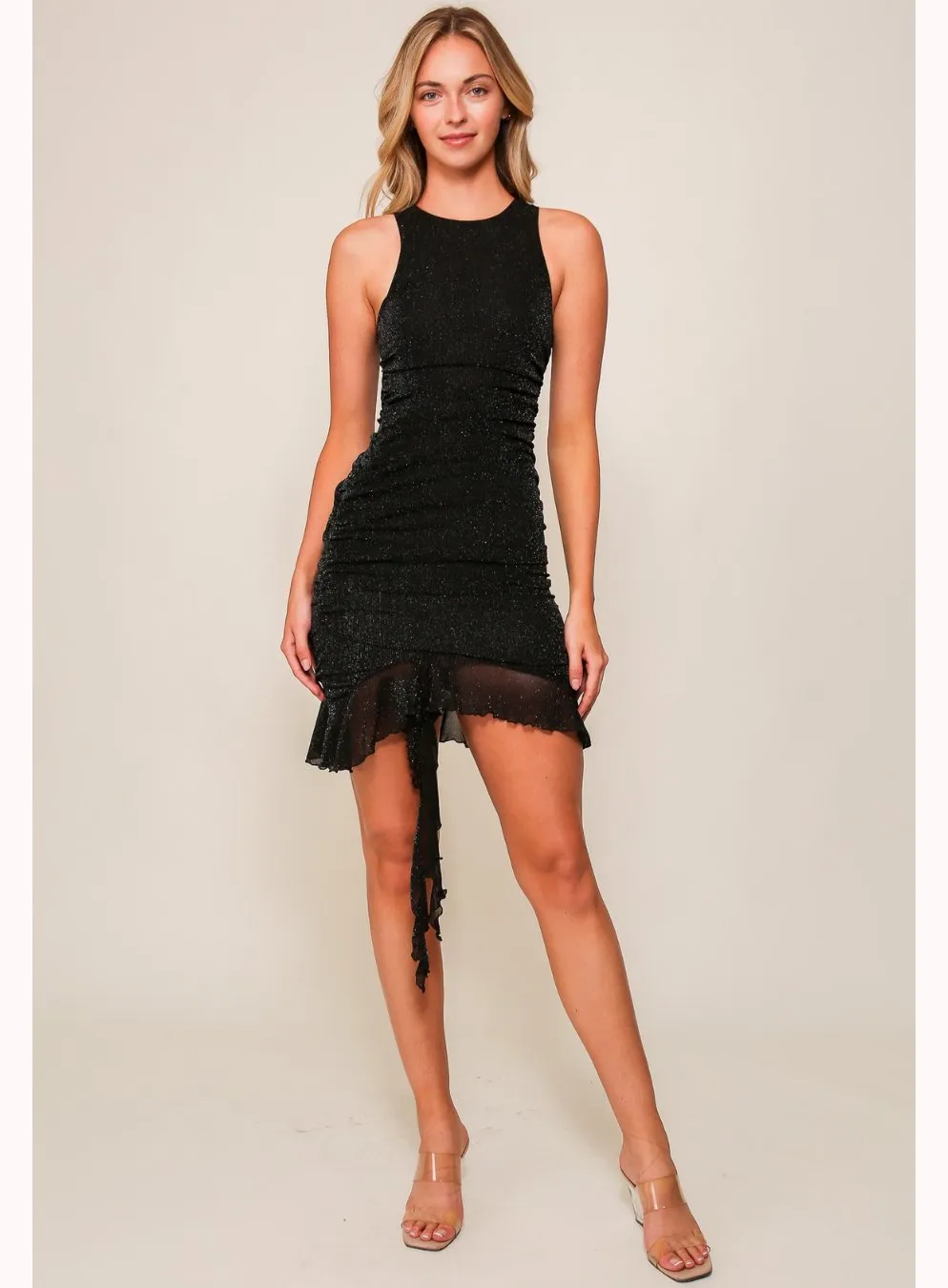 Sparks Fly Mesh Bodycon Dress in Black