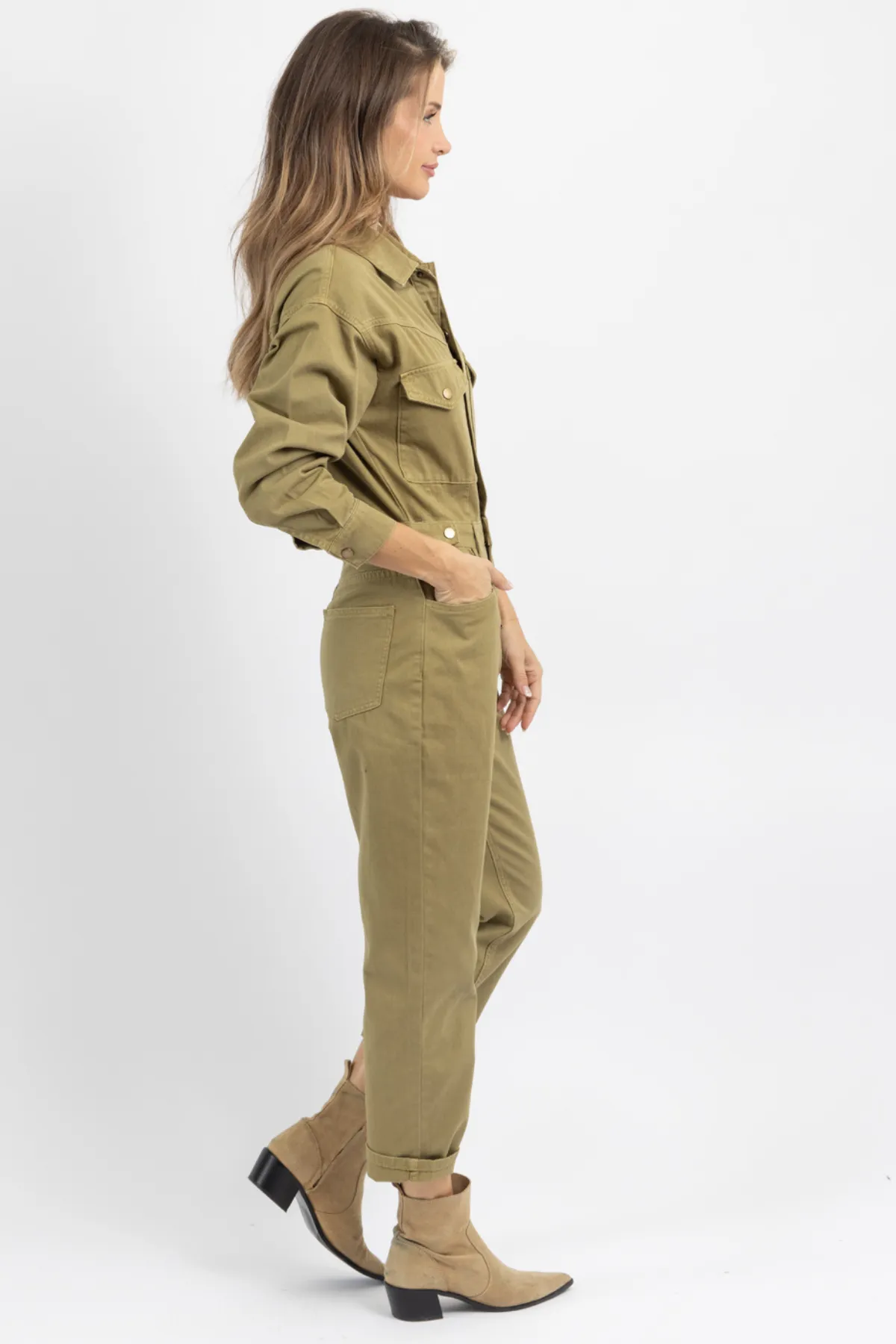 SPELLBOUND WASHED OLIVE UTILITY JUMPSUIT *BACK IN STOCK*