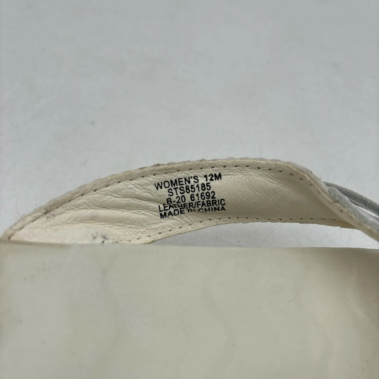 Sperry SEAFISH White Leather/Fabric Open Toe Flip Flop Sandals, Womens Size 12 - Very Good