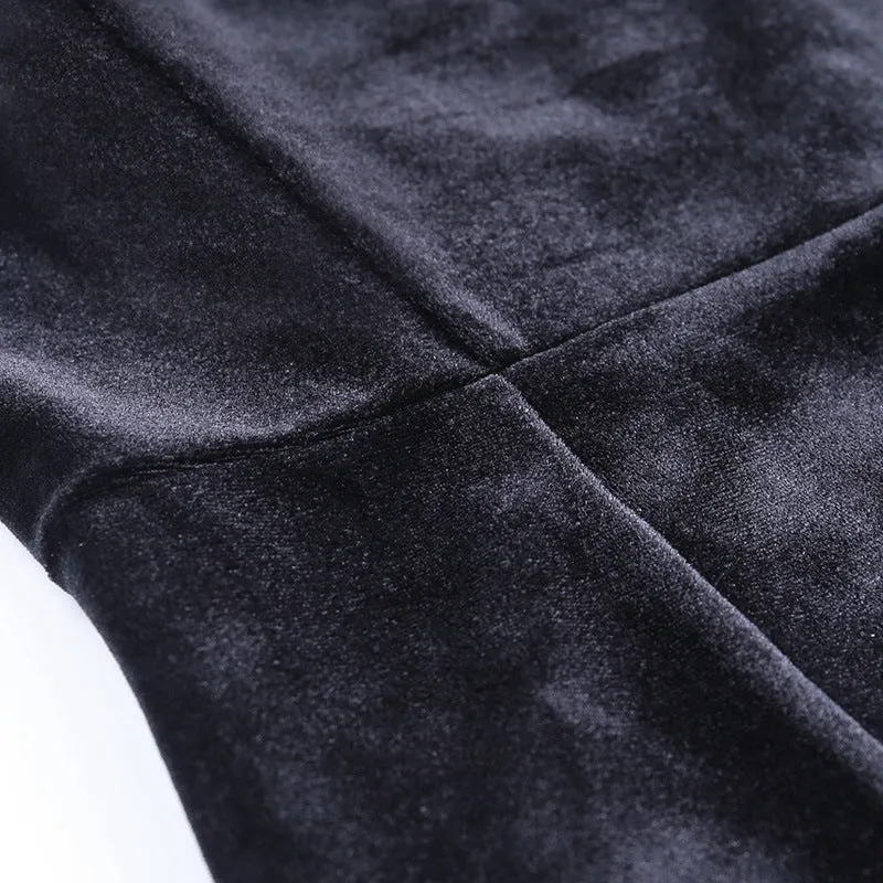 Square Collar Velvet Furry Sleeve Backless Party Midi Dresses
