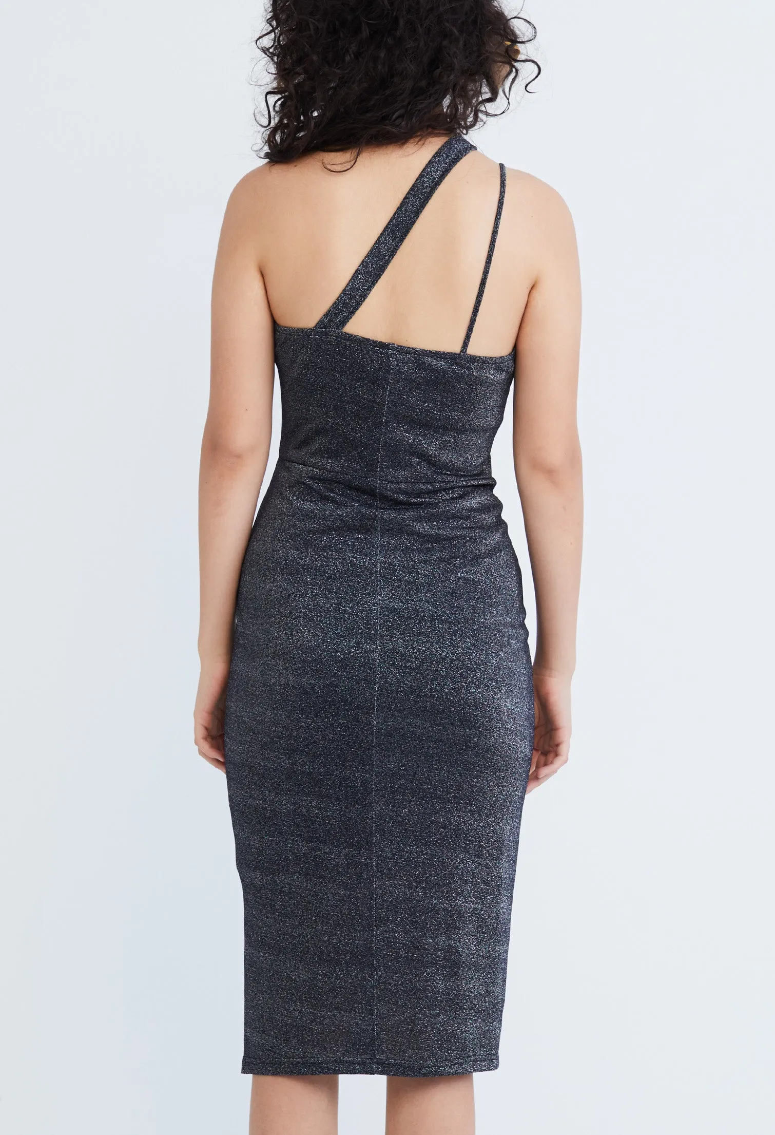 Starlight Glitter Toga Dual Strap Midi Bodycon Dress