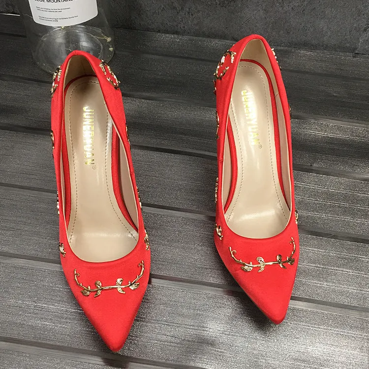 Stiletto pointed high heels