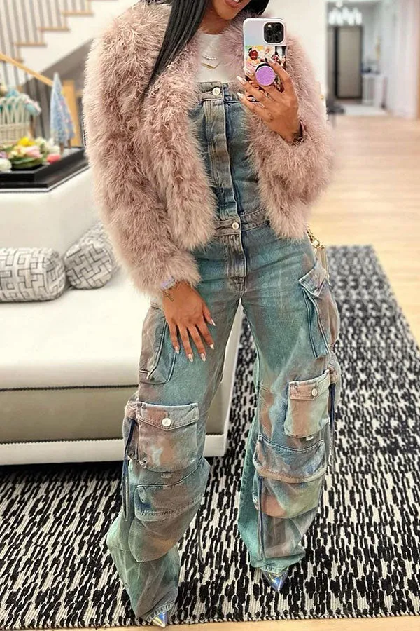 storexq Gradient On-trend Multi Pocket Denim Jumpsuit
