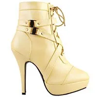 Strap Buckles Zip High Heel Platform Ankle Boots