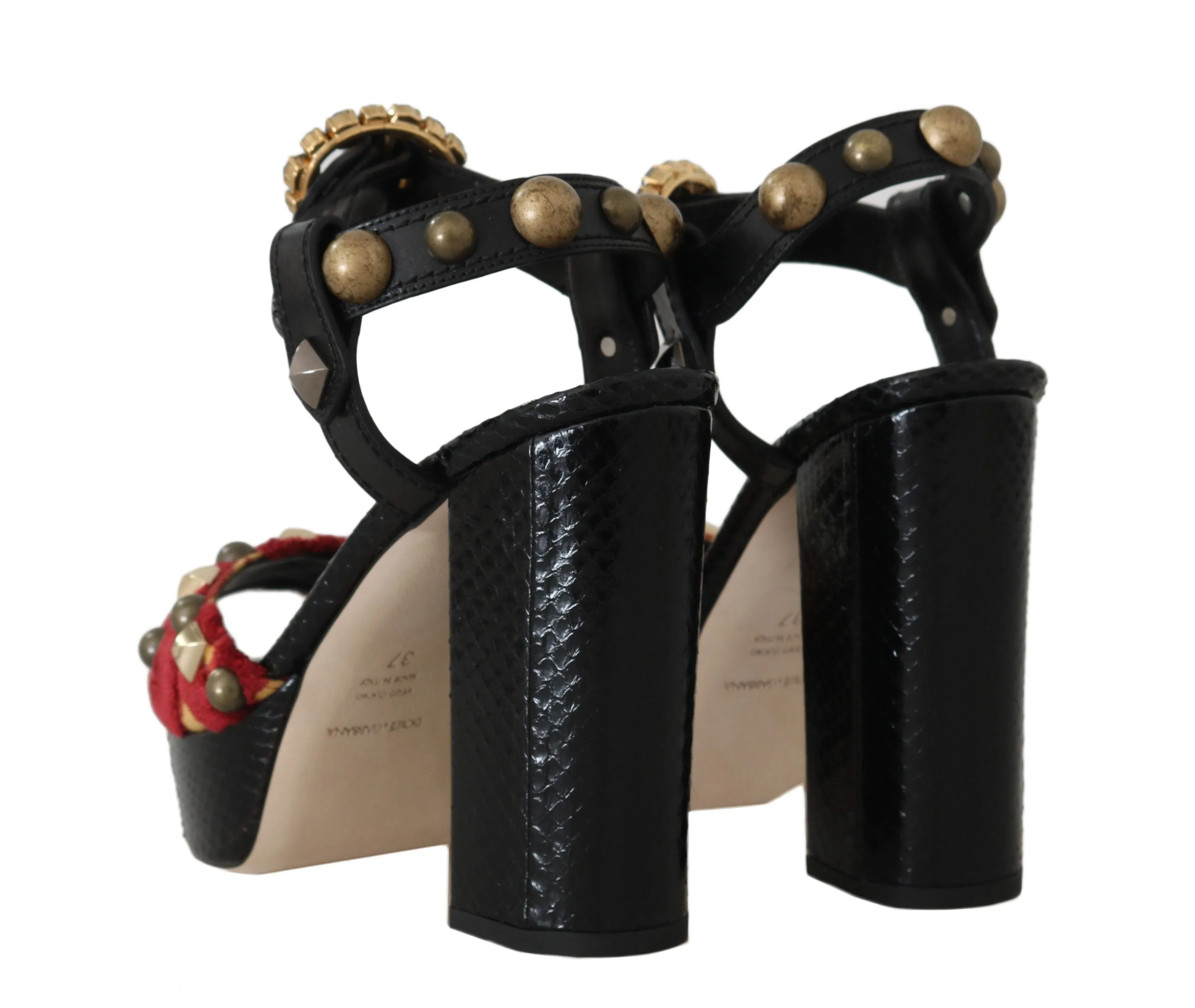 Strap Snakeskin Black Ankle Strap Sandals