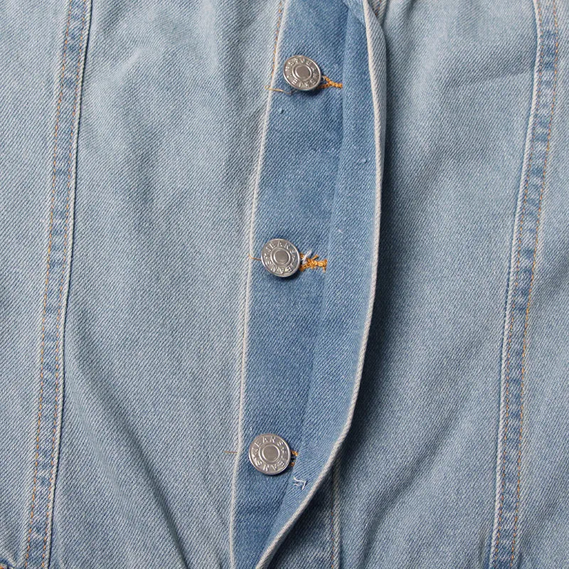 Strapless Denim Button Up Jumpsuit