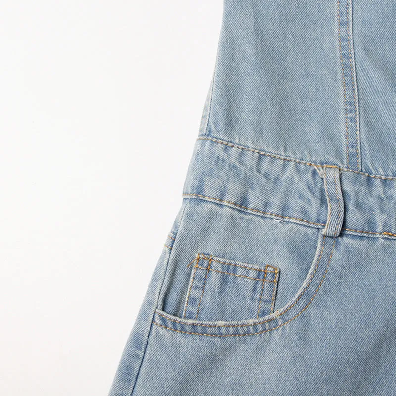 Strapless Denim Button Up Jumpsuit