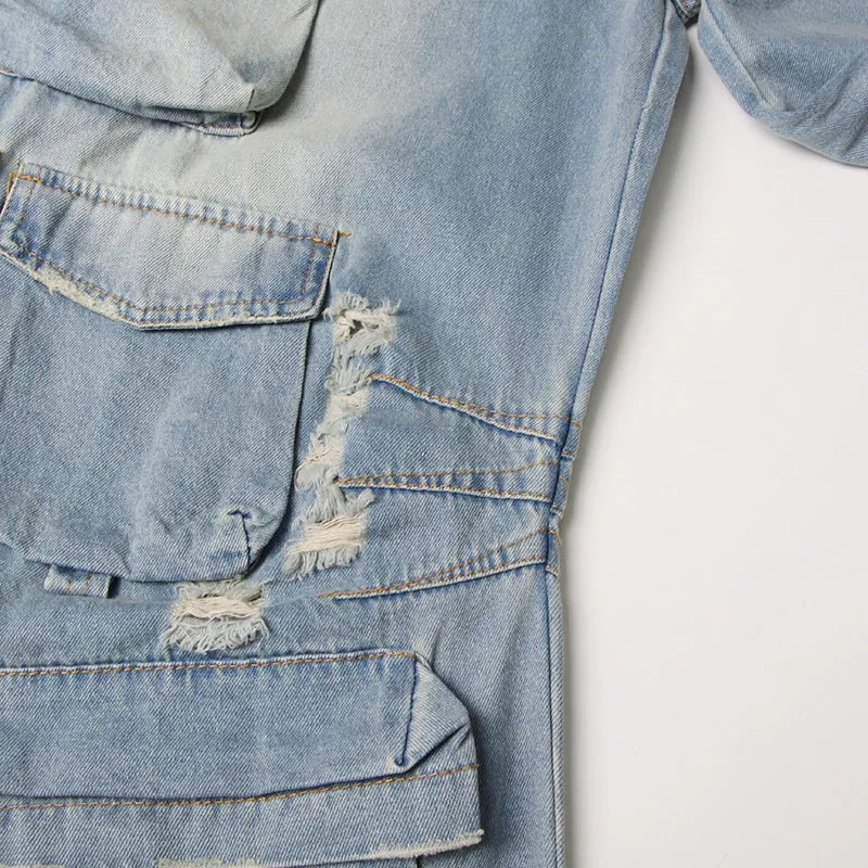 Strapless Denim Button Up Jumpsuit