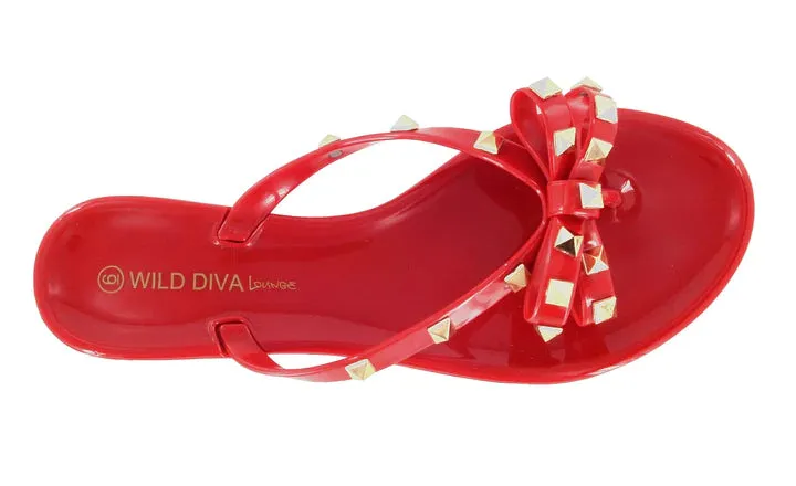 Studded Bow Jelly Sandal