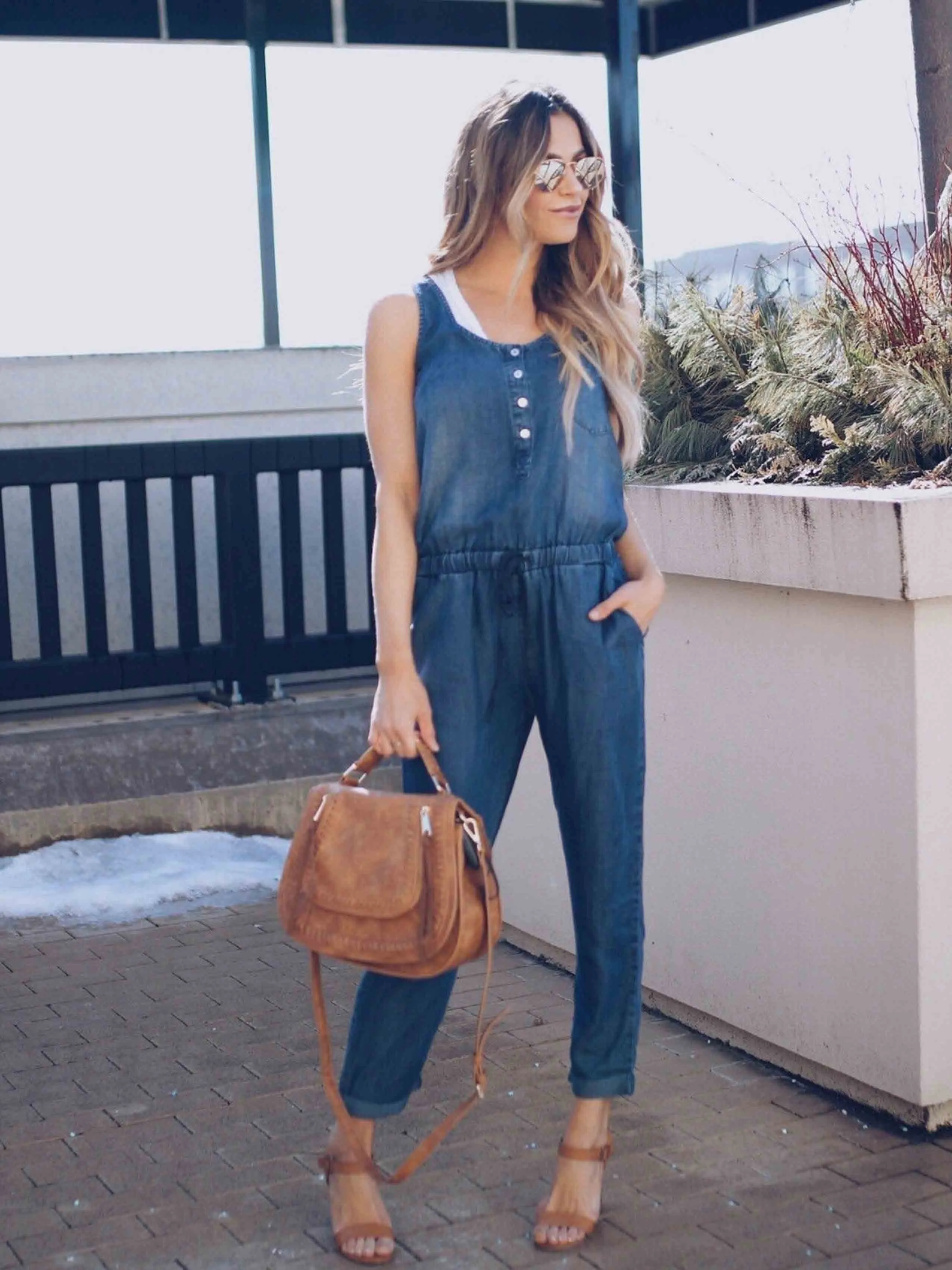 Stunncal Casual Vest Denim Jumpsuit