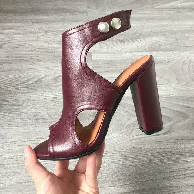 Summer High Heels Sandals Women Open Toe Block Heel Shoes Woman Sandals Black Red Nude Beige Leopard Ladies Heeled Sandals