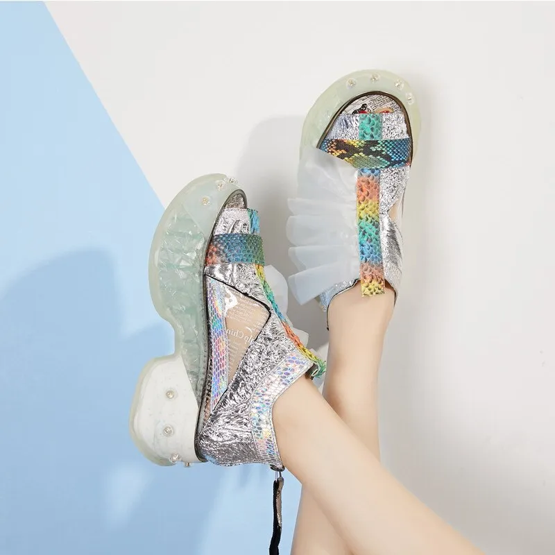 summer leather new wild personality casual fish mouth hollow sandals