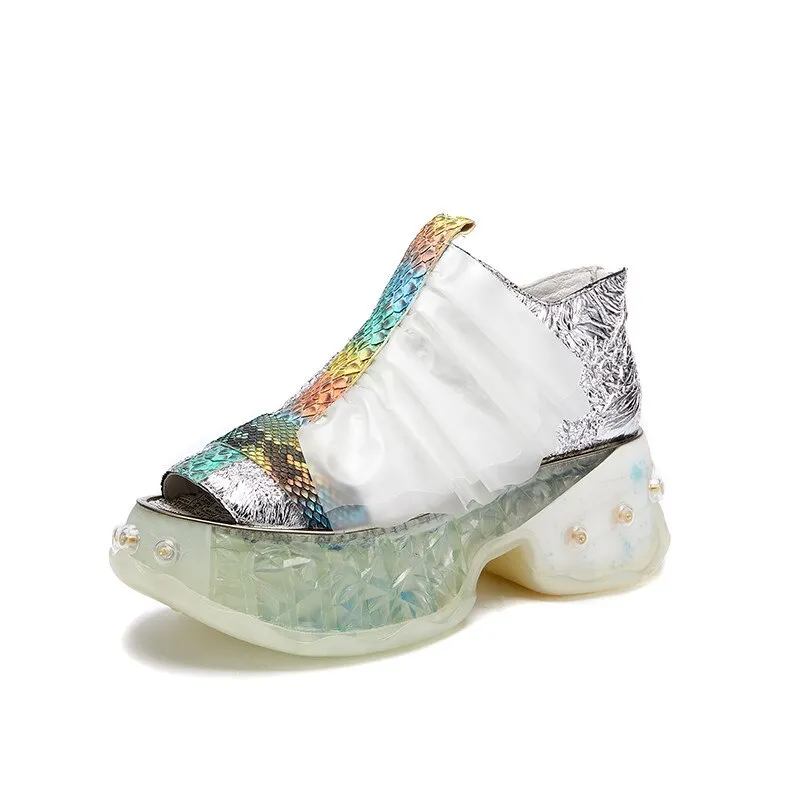 summer leather new wild personality casual fish mouth hollow sandals