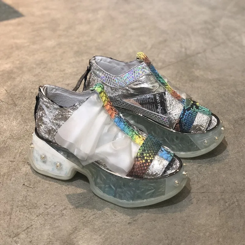 summer leather new wild personality casual fish mouth hollow sandals