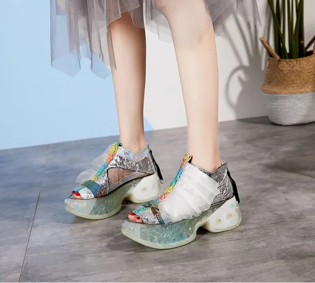 summer leather new wild personality casual fish mouth hollow sandals