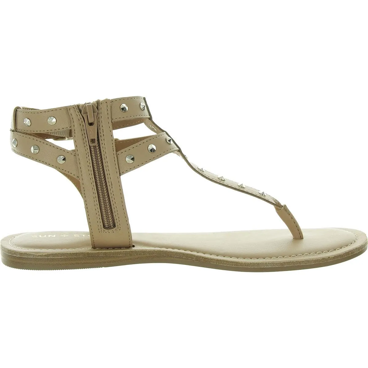 SUN STONE Womens Zipper Gladiator Sandals Tan 6.5 Medium (B,M)