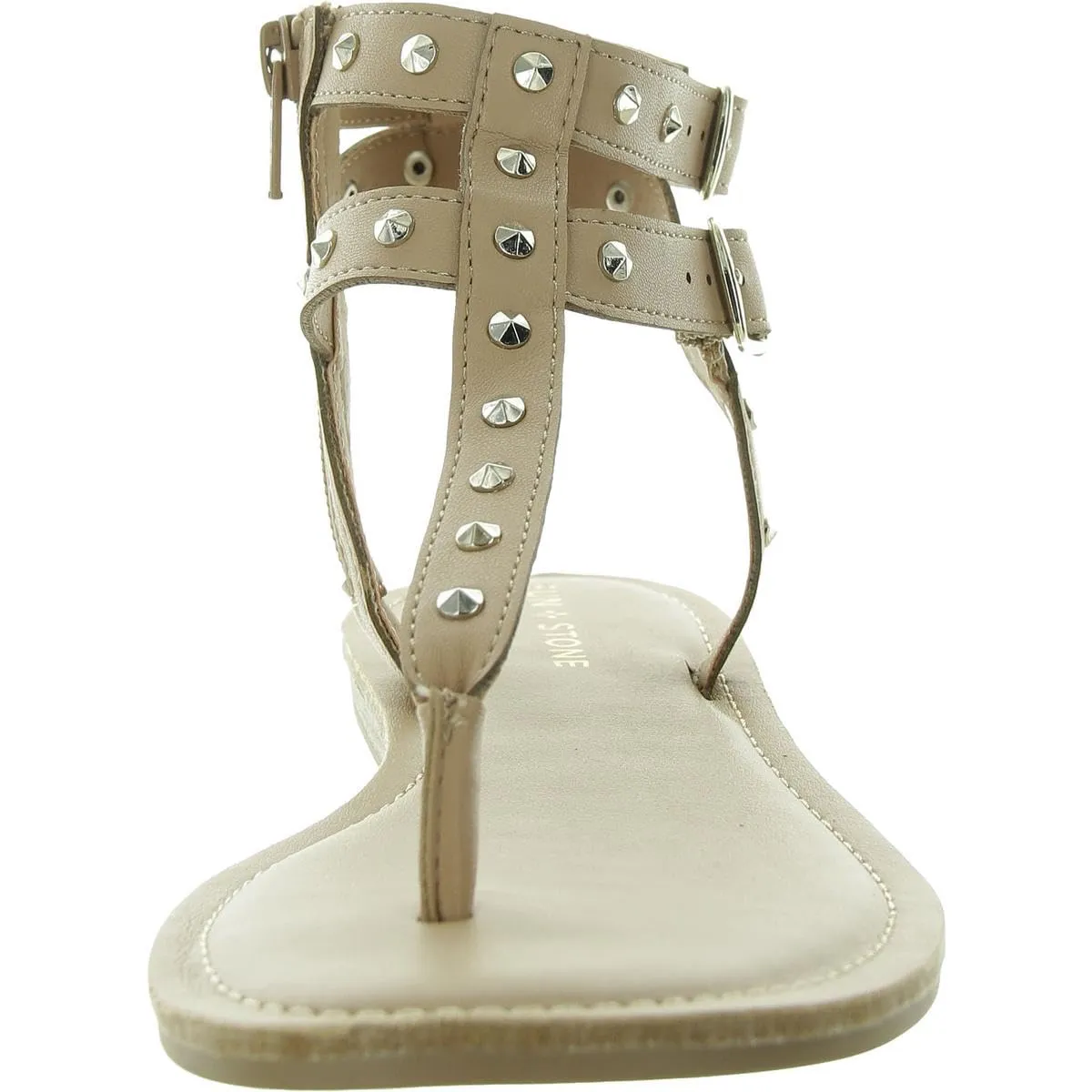 SUN STONE Womens Zipper Gladiator Sandals Tan 6.5 Medium (B,M)