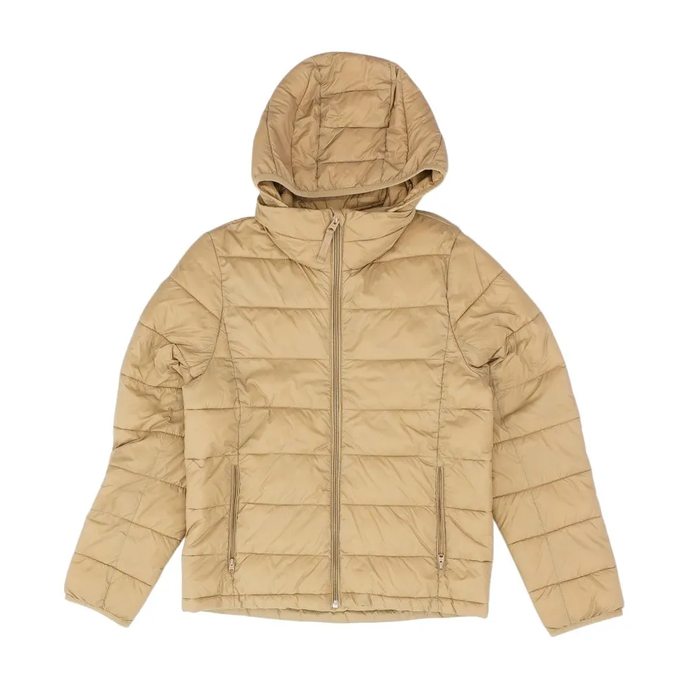 Tan Solid Puffer Jacket