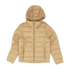 Tan Solid Puffer Jacket