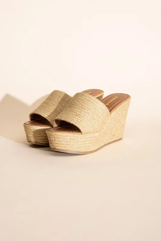 Tan Wedge High Platform Sandals