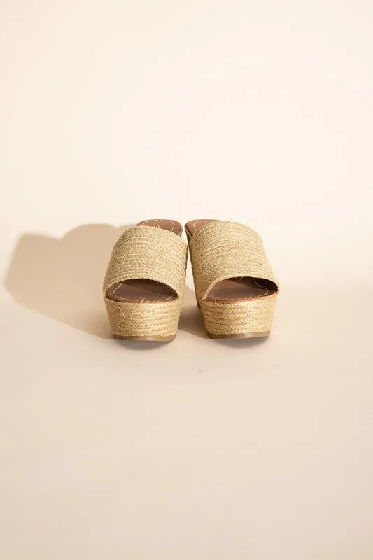 Tan Wedge High Platform Sandals