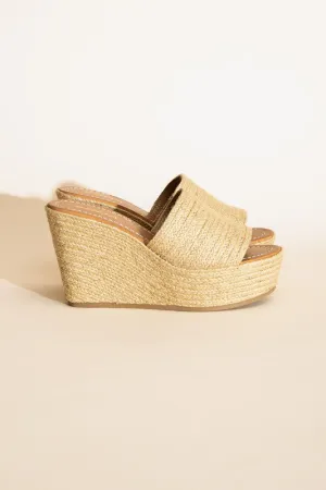 Tan Wedge High Platform Sandals