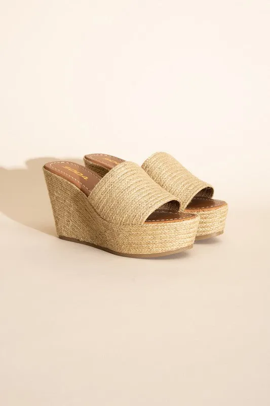 Tan Wedge High Platform Sandals