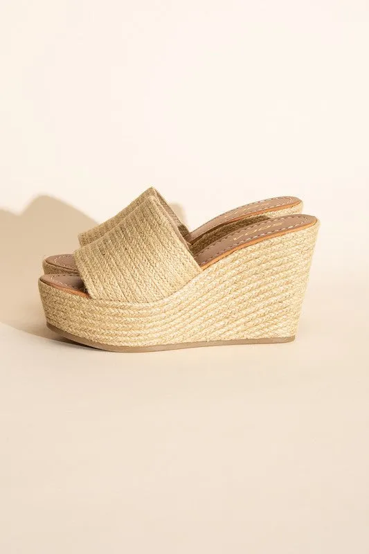 Tan Wedge High Platform Sandals