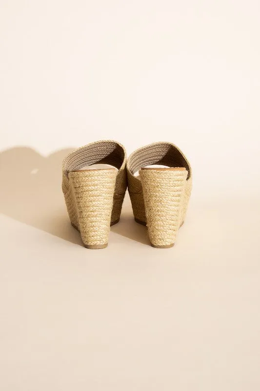Tan Wedge High Platform Sandals