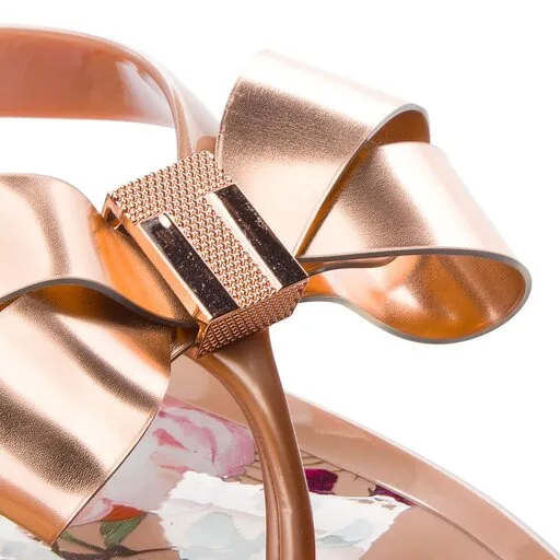 TED BAKER ROSE GOLD FLORAL SUSZIEP BOW FLIP FLOP SANDALS