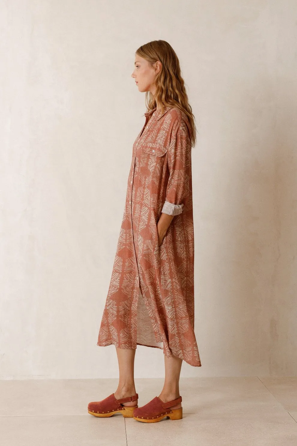 Textured Shirt Dress Vintage Pink
