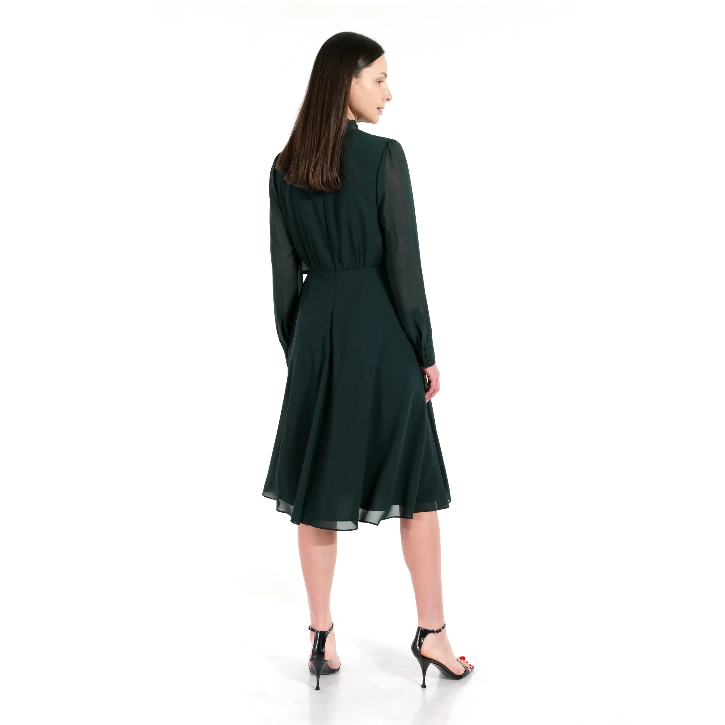 The Hunter Green Draped Midi Dress