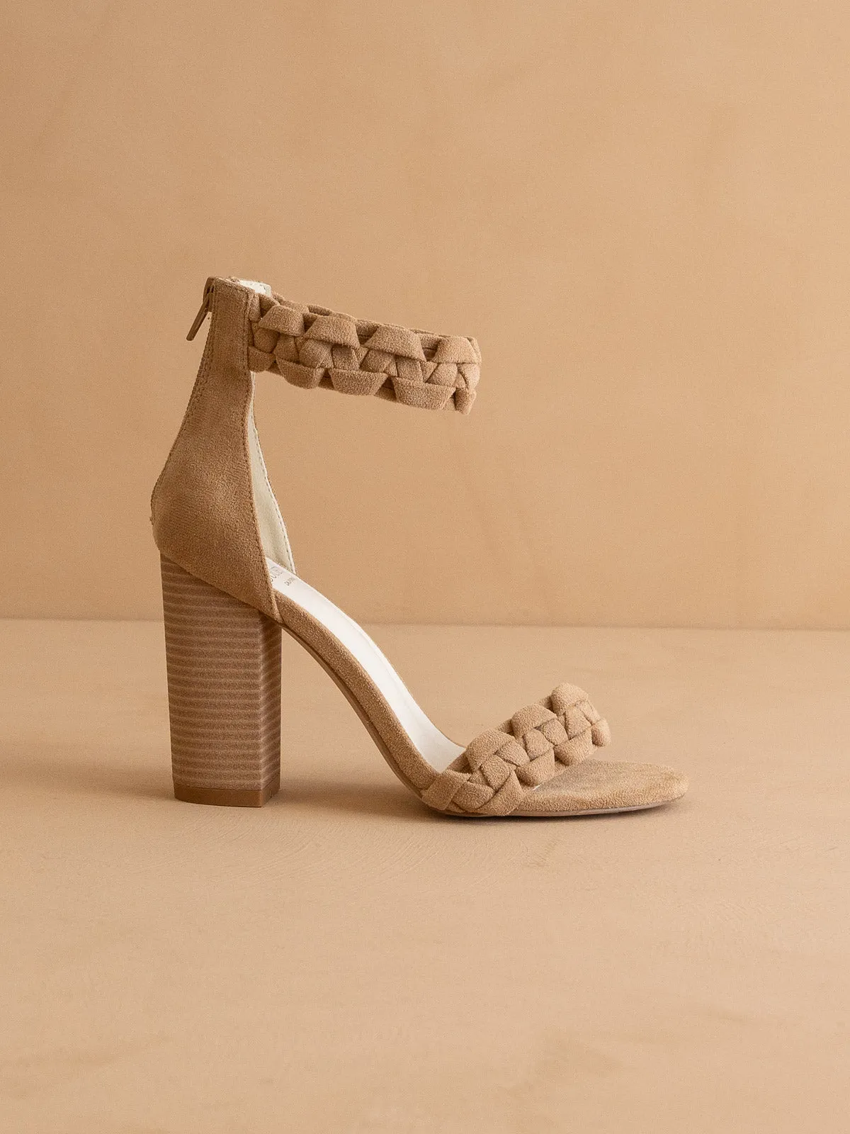 The Melody | Almond Braided Two Band Block Heel