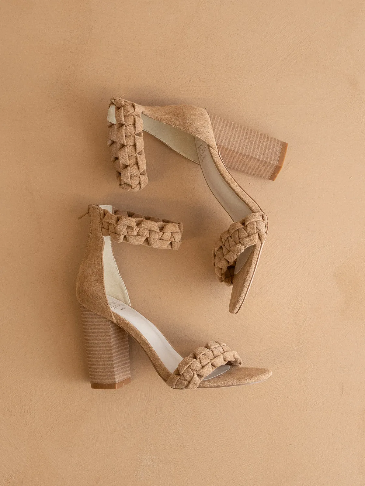 The Melody | Almond Braided Two Band Block Heel