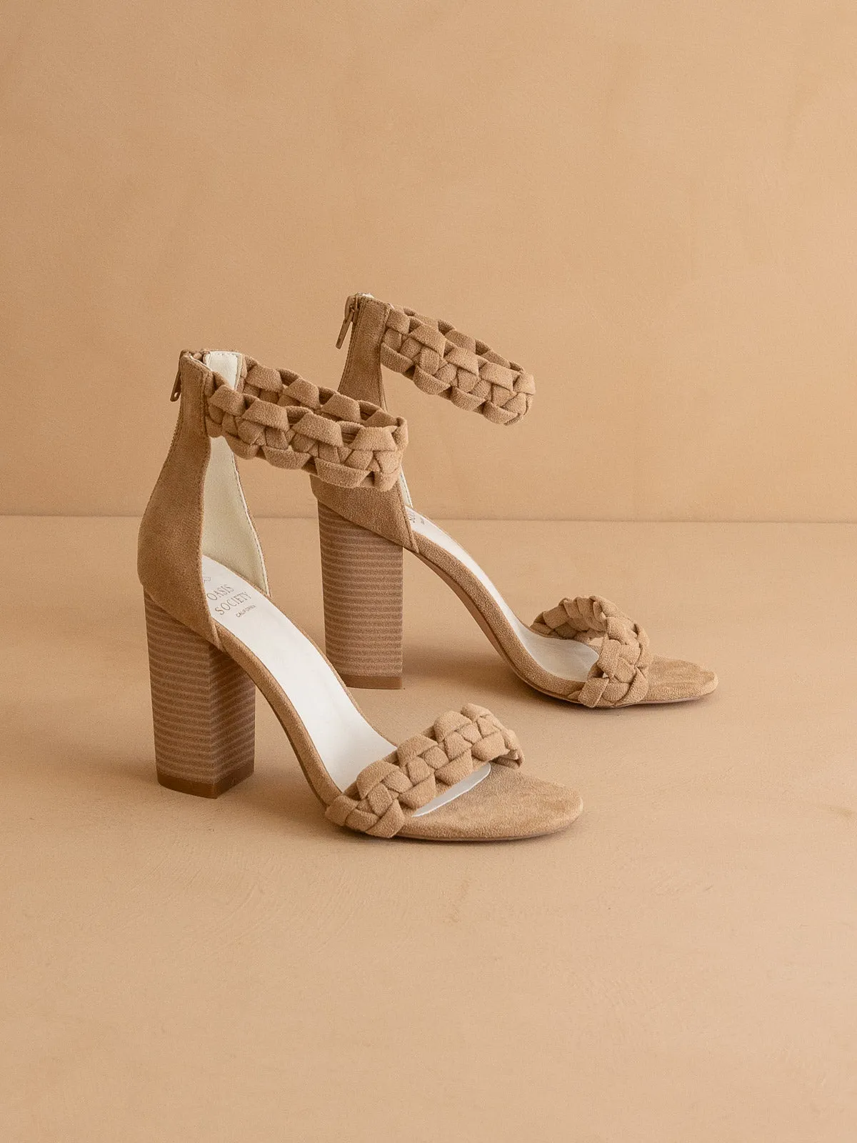 The Melody | Almond Braided Two Band Block Heel