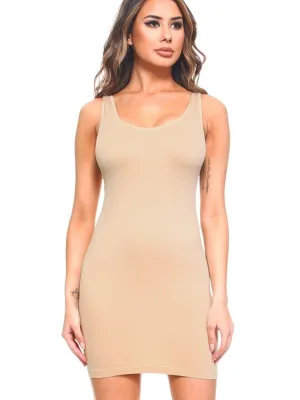 The Stella Bodycon Slip Dress - Stone
