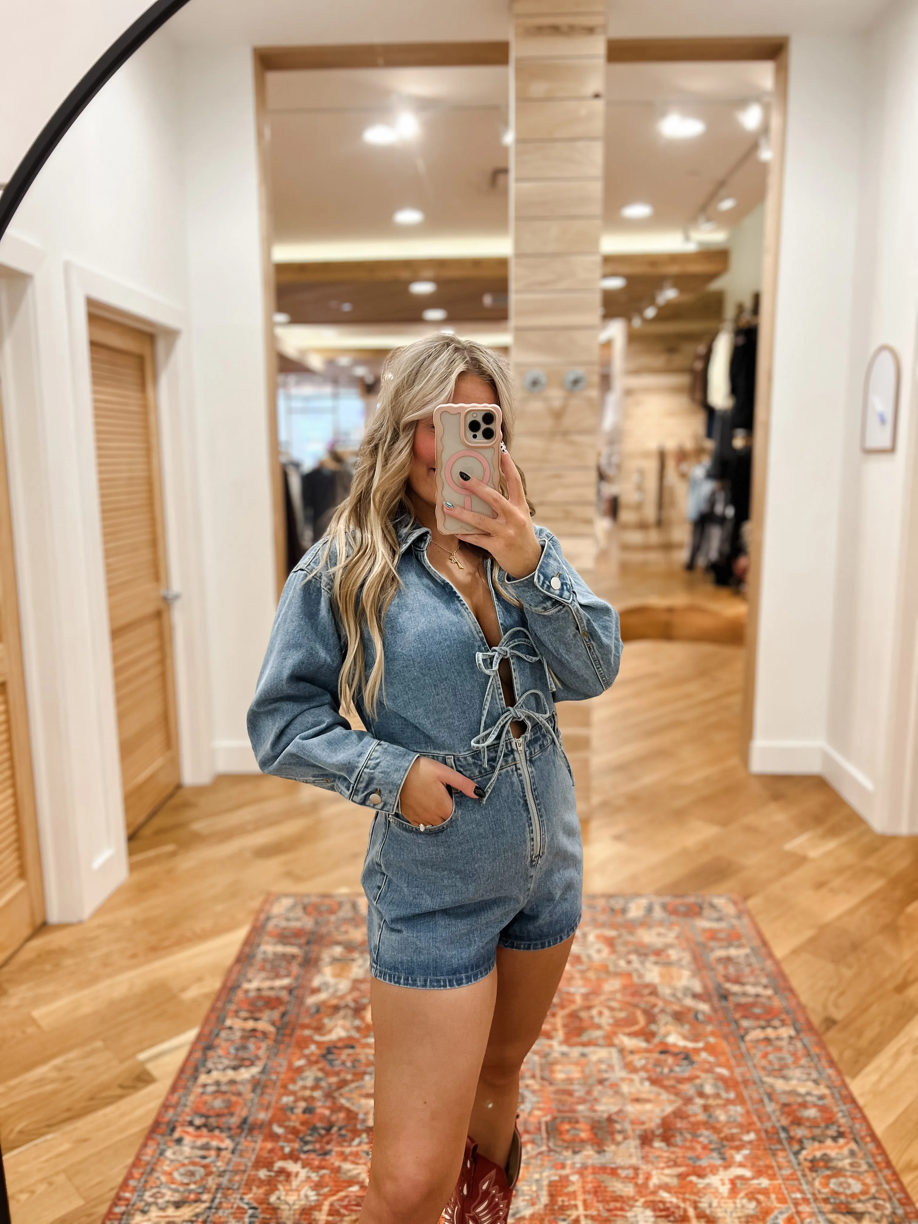 Tied and True Denim Romper