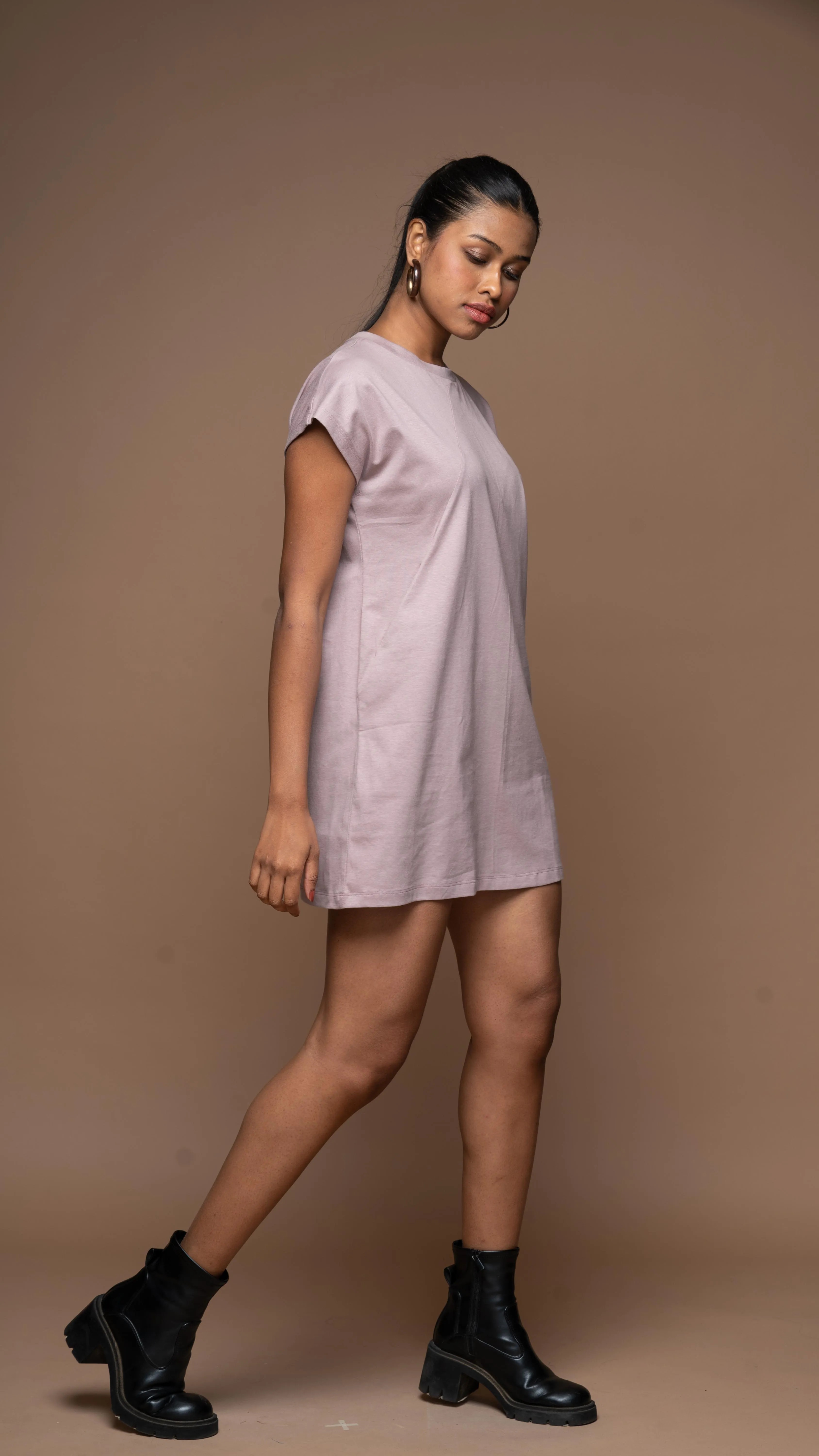 Tri-Cut Comfort Jersey Dress - Pale Mauve