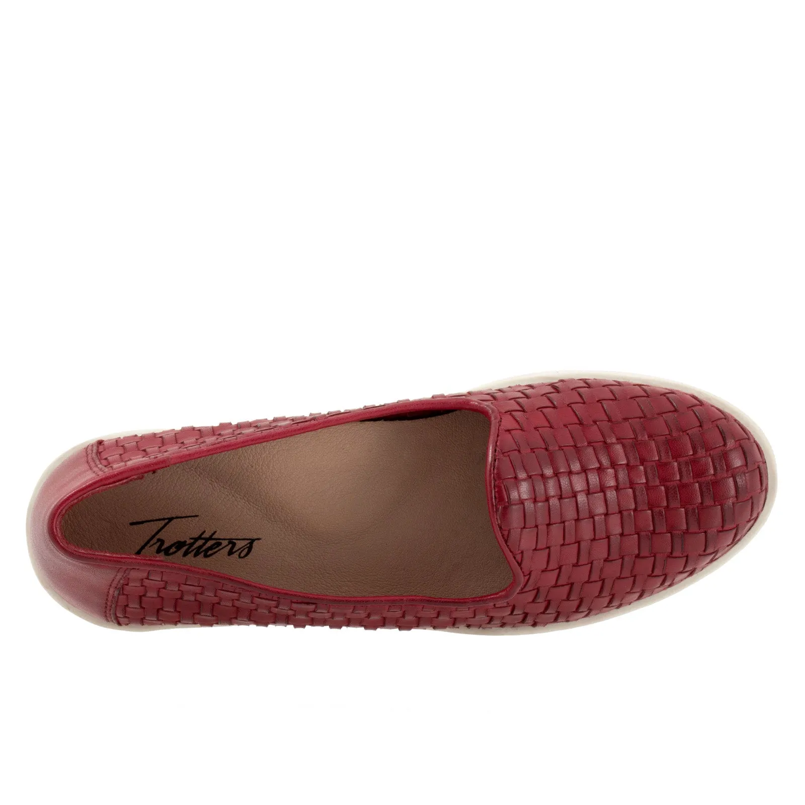 Trotters Adelina T2300-642 Womens Red Wide Leather Loafer Flats Shoes