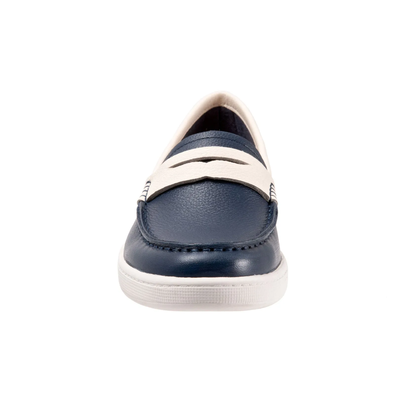 Trotters Dina T2000-464 Womens Blue Extra Wide Leather Loafer Flats Shoes