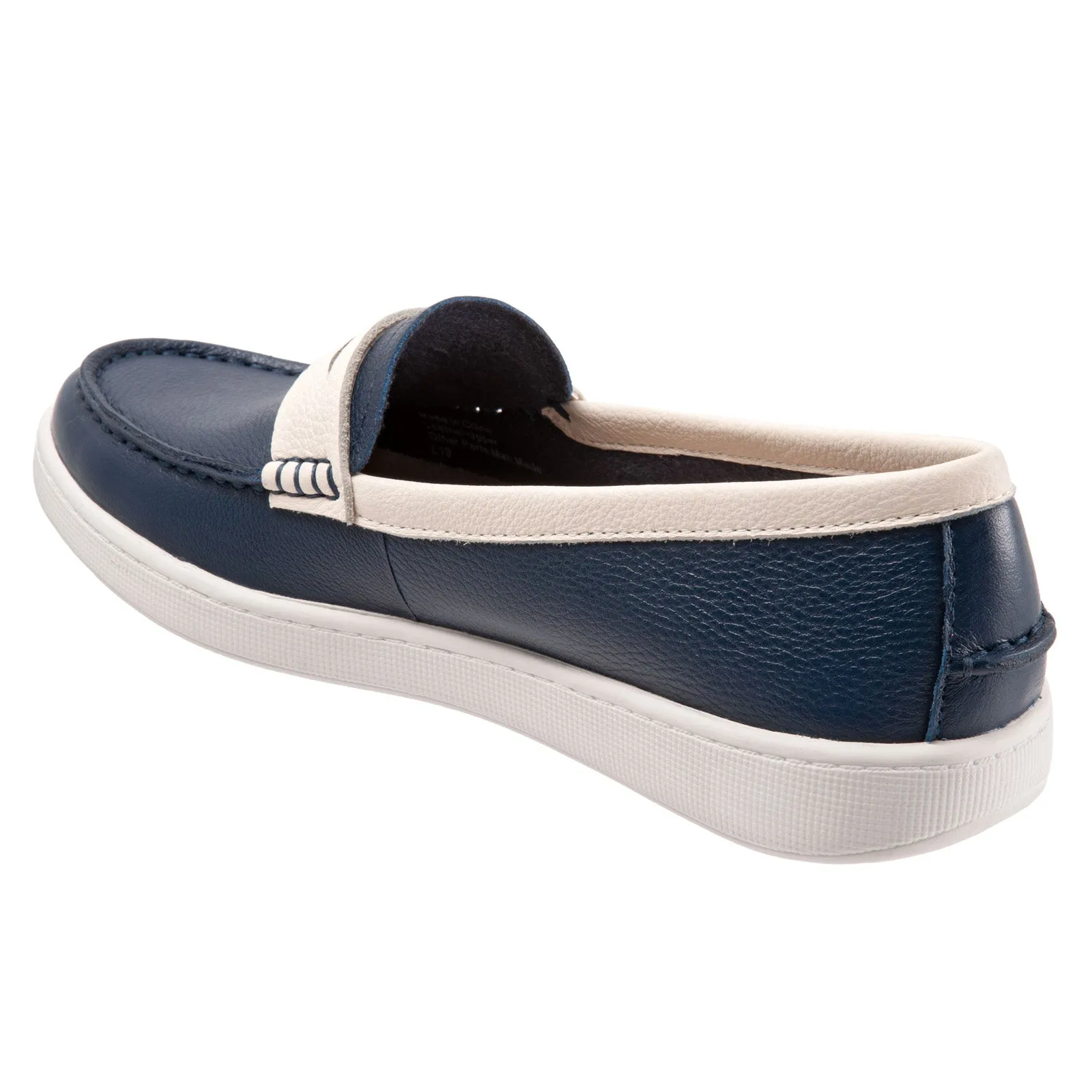 Trotters Dina T2000-464 Womens Blue Extra Wide Leather Loafer Flats Shoes
