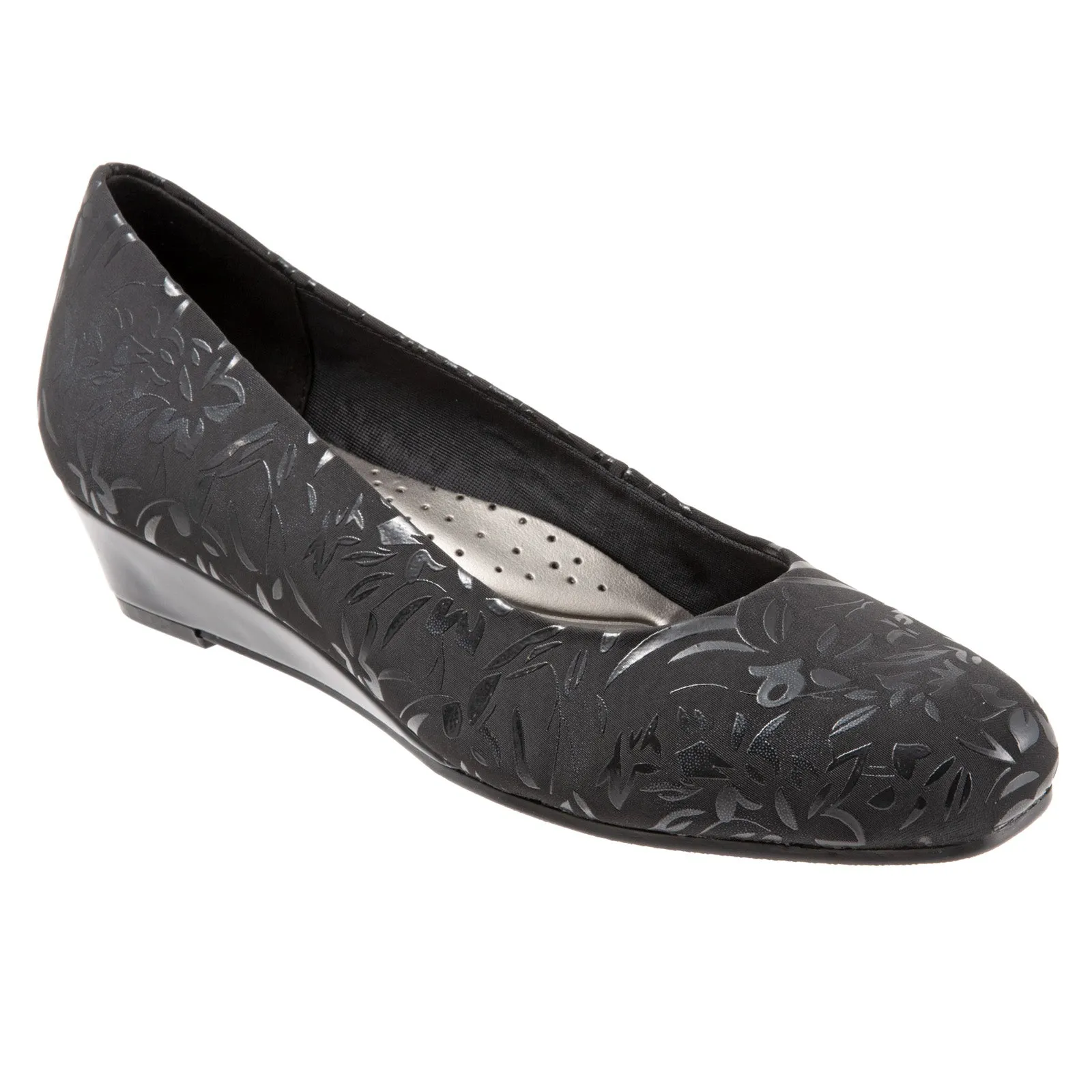 Trotters Lauren T1110-013 Womens Black Wide Leather Loafer Flats Shoes