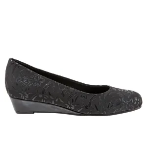Trotters Lauren T1110-013 Womens Black Wide Leather Loafer Flats Shoes