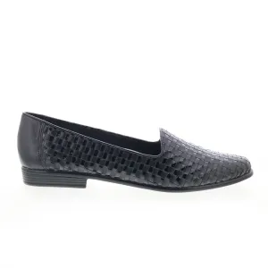 Trotters Liz T5158-007 Womens Black Narrow Leather Loafer Flats Shoes