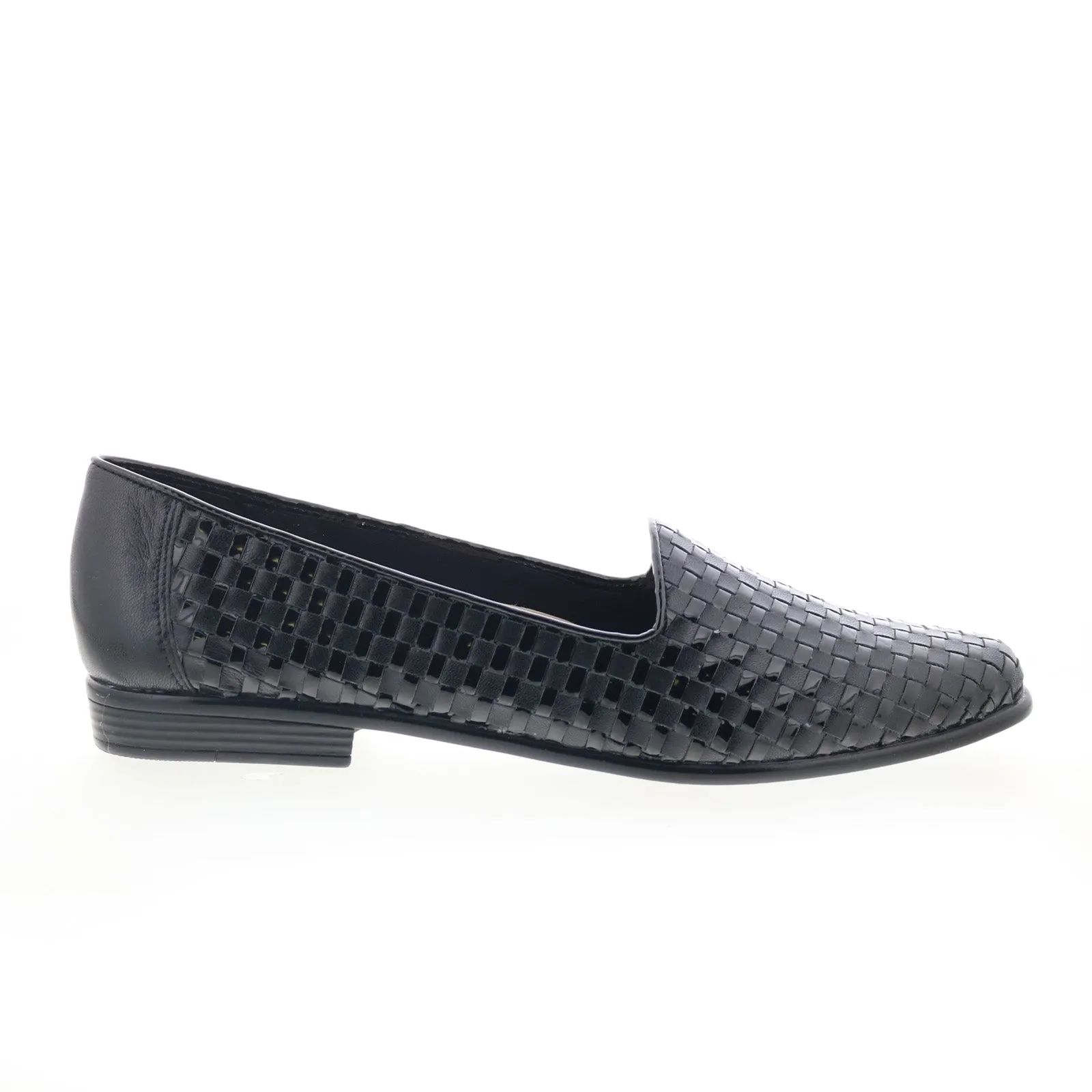 Trotters Liz T5158-007 Womens Black Narrow Leather Loafer Flats Shoes