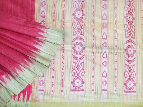 Tussar Ghicha Saree Rani Color