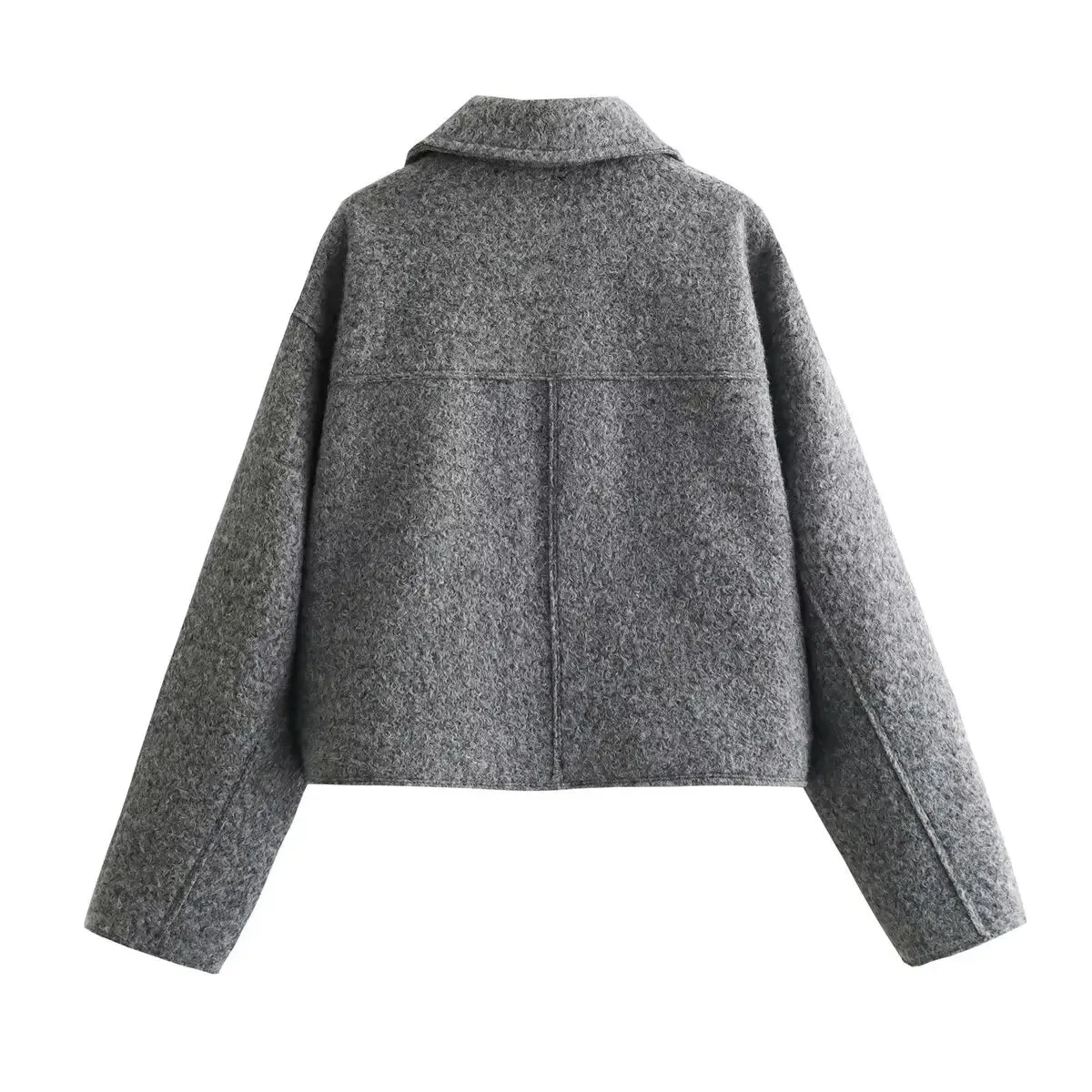 Tweed Cropped Zip-Up Jacket – Women’s Streetwear for Autumn/Winter