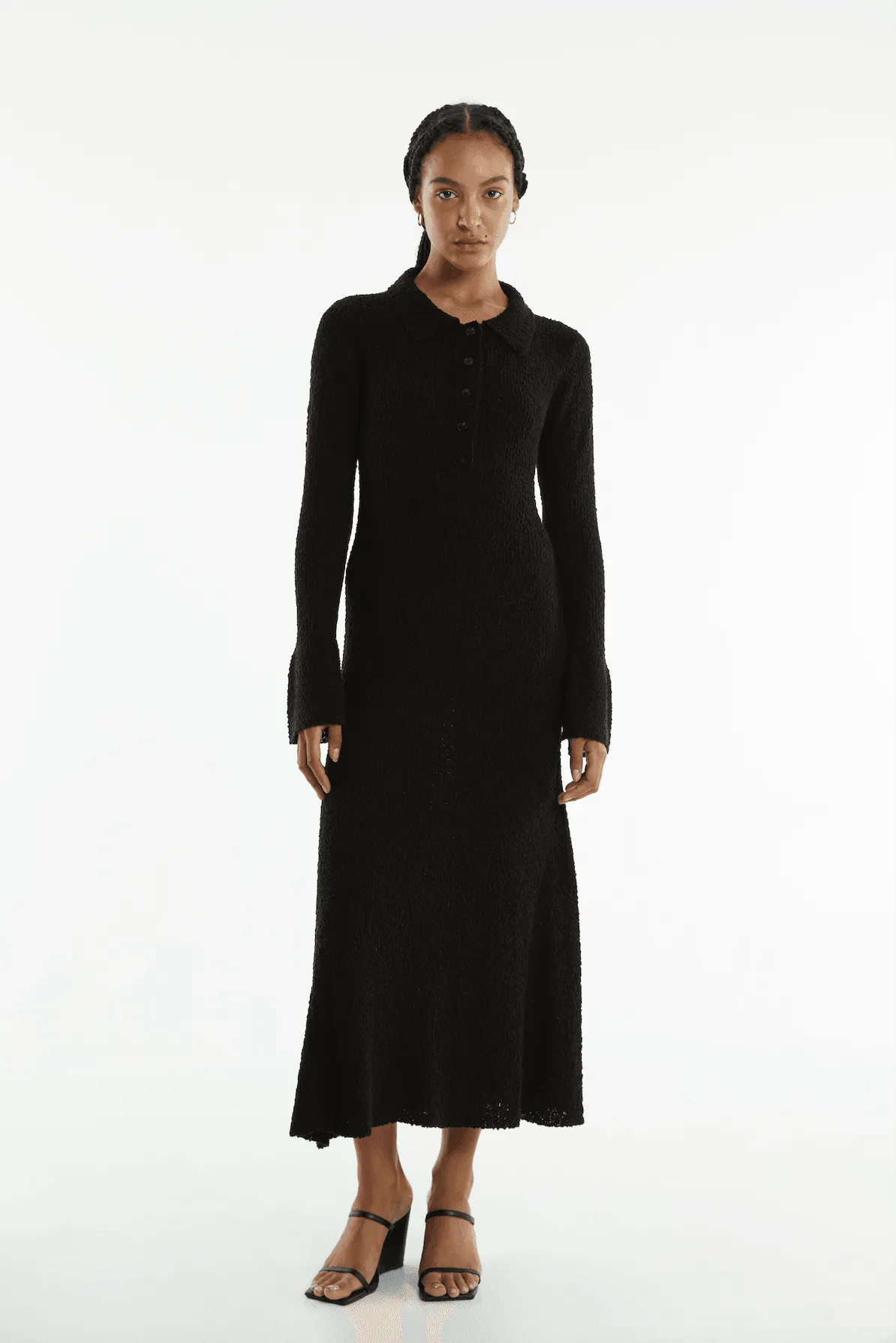 UNBOUND KNIT SHIRT DRESS | BLACK