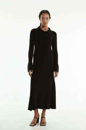 UNBOUND KNIT SHIRT DRESS | BLACK