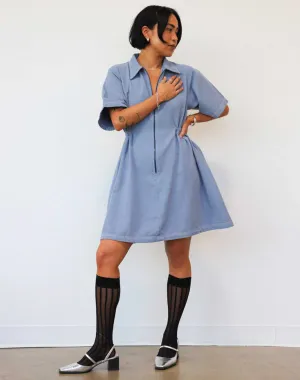 Utility Dress in Pebble Blue